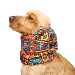 brown cocker spaniel with colourful waterproof dog snood in mandala style created by distinguish me