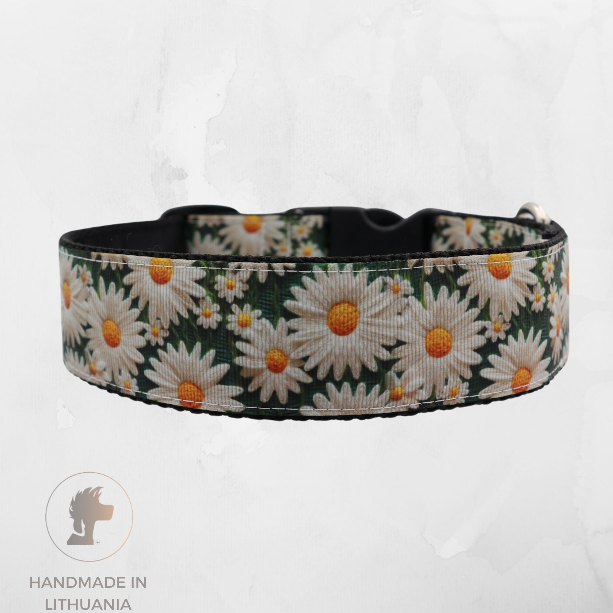 Handmade Dog Collar | Crazy Daisy | Width: 15-20-25-30-40-50 mm