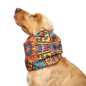 brown cocker spaniel with colourful waterproof dog snood in mandala style created by distinguish me