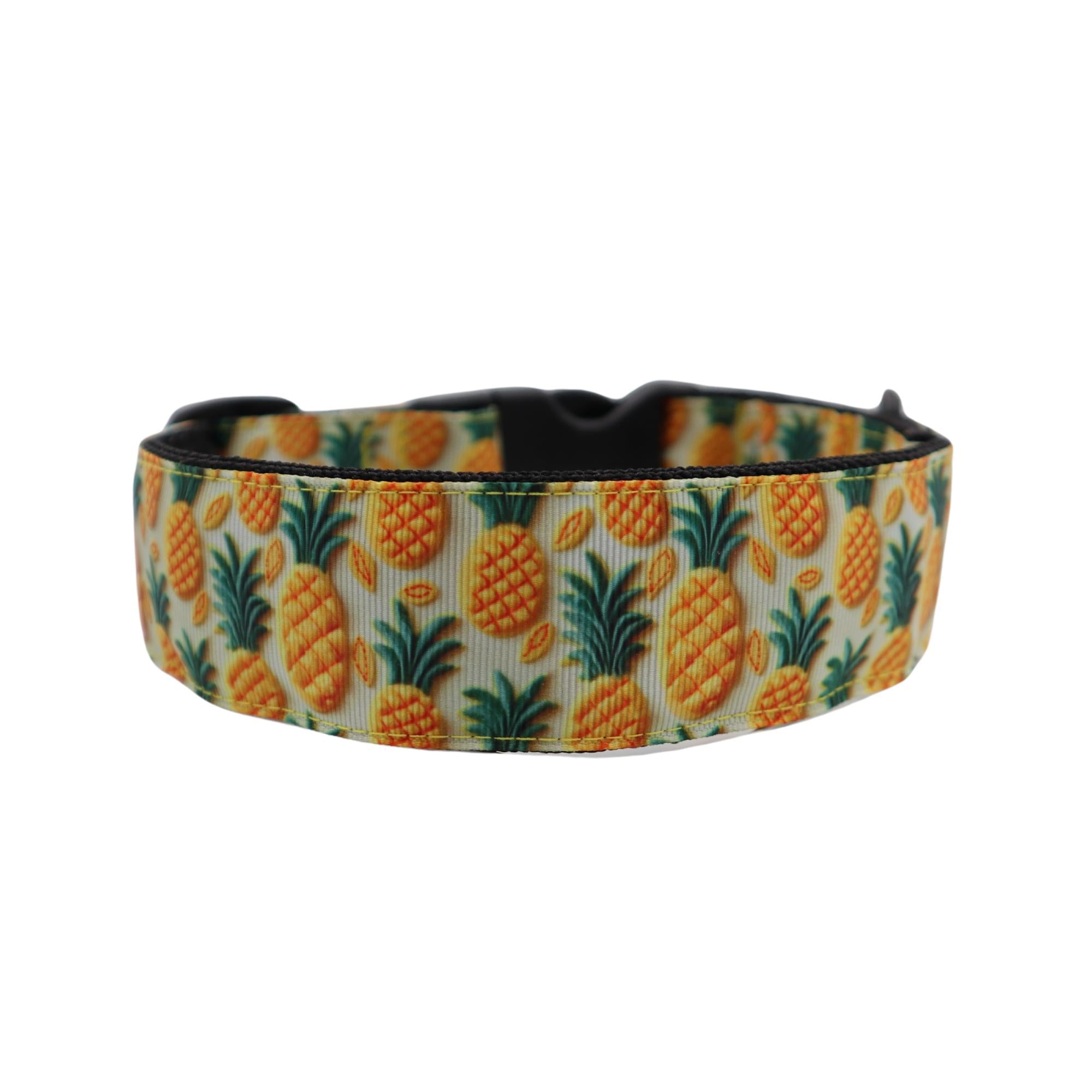 Handmade Dog Collar | Sunny Pineapples | Width: 15-20-25-30-40-50 mm