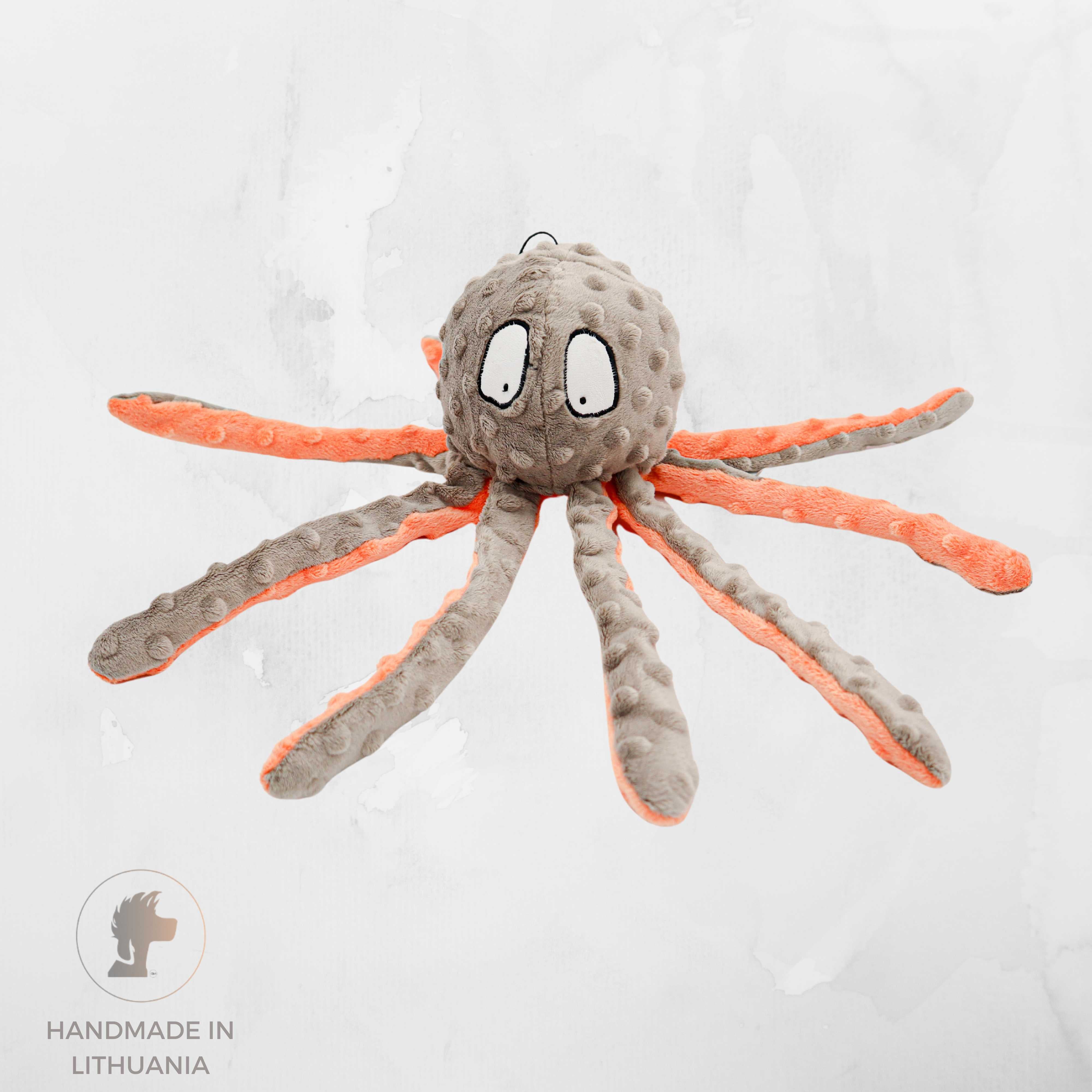 Handmade Dog Toy "Octopus" | With Internal Squeaker and Rustle | Length: 33 cm (13")