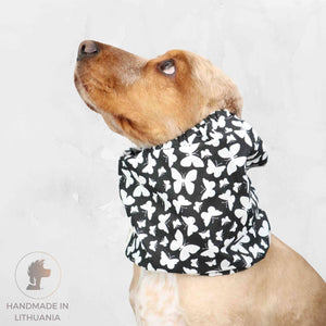 Snood For Dog Butterflies in Black by Distinguish Me