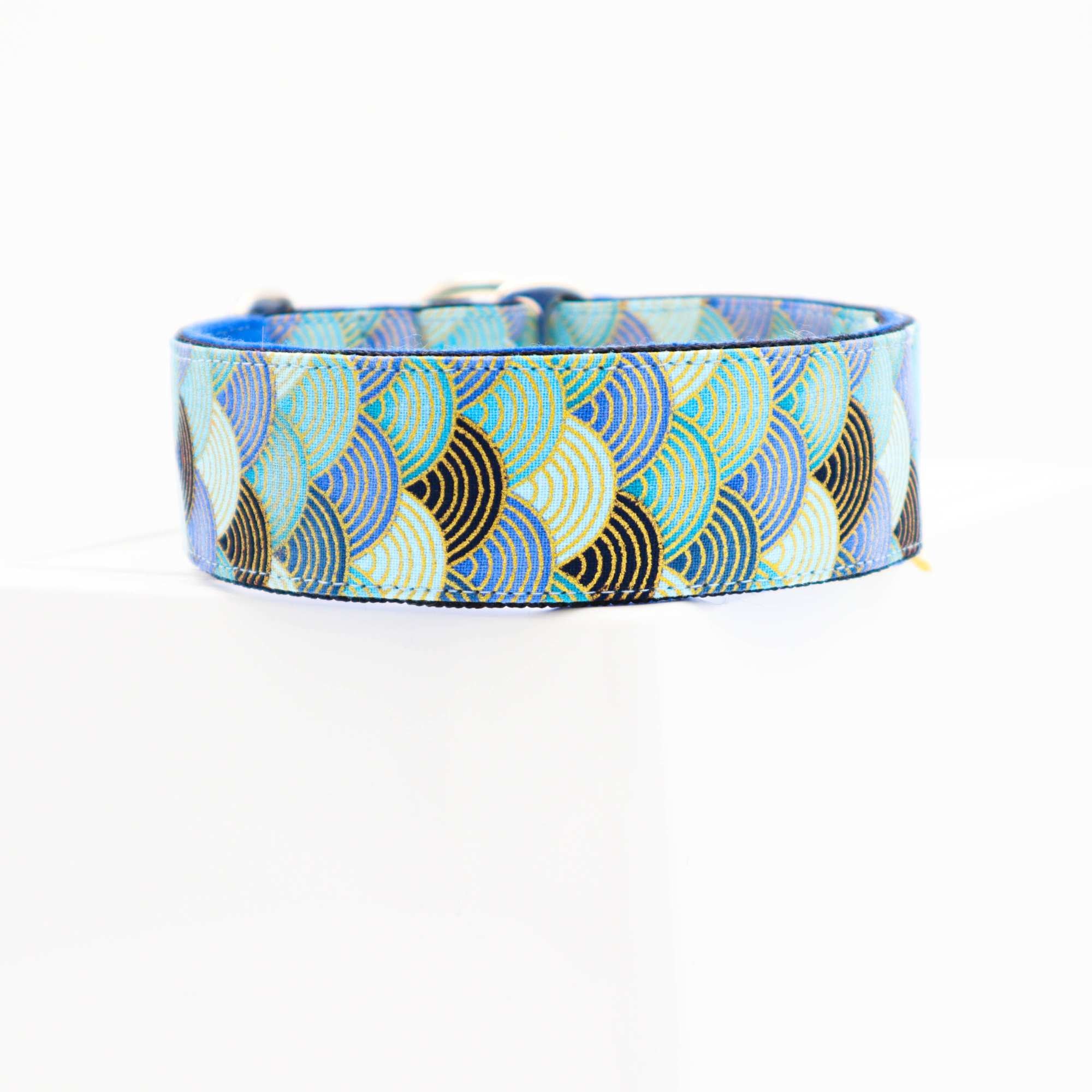 Handmade Dog Collar | Sea Waves | Width: 15-20-25-30-40 mm