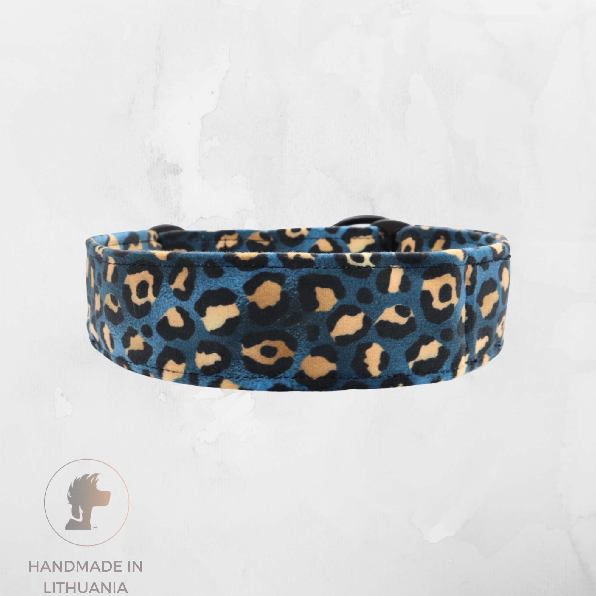 Soft handmade velour dog collar with leopard print by Distinguish Me