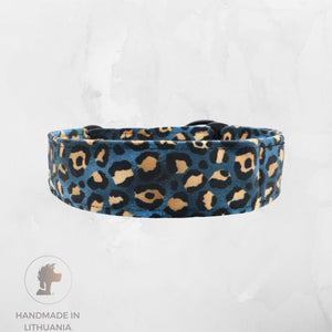 Soft handmade velour dog collar with leopard print by Distinguish Me