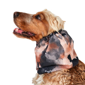 Waterproof dog snood in burnt amber tones – ear protection for Bloodhound, English Setter, and long-eared breeds