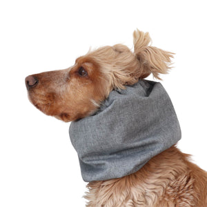 Distinguish me waterproof thick double dog snood Jeans Grey with a clean neutral grey look for long-eared dogs