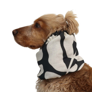 Summer cotton muslin ear cover snood for dogs Distinguish me White Leaf in modern black and white pattern