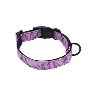 Lavender Meadow handmade pet collar with delicate purple wildflower-inspired design