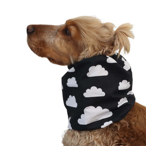 Summer cotton ear cover snood for dogs Distinguish me White Clouds in black and white cloud pattern