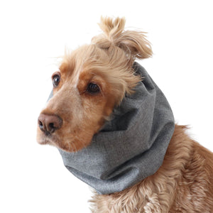 Solid grey waterproof dog ear cover snood Distinguish me Jeans Grey with snug comfortable fit
