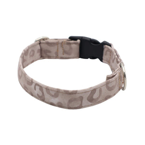 Powder Leo handmade pet collar with soft animal-inspired print in neutral tones
