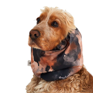 Waterproof dog snood in burnt amber tones – ear protection for Bloodhound, English Setter, and long-eared breeds