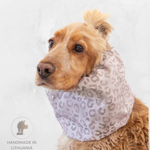 Lightweight waterproof dog snood with Powder Leo leopard print by Distinguish Me