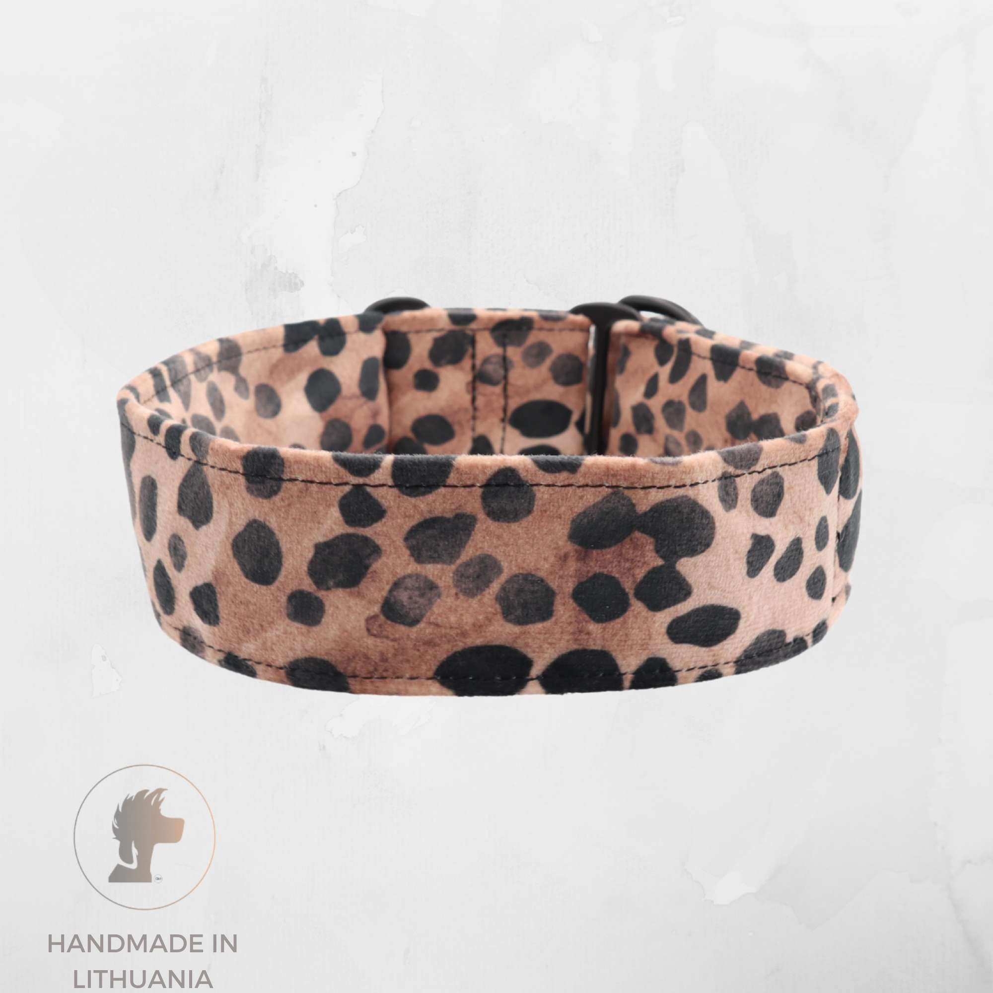 Handmade dog collar with soft leopard print velour – Distinguish Me