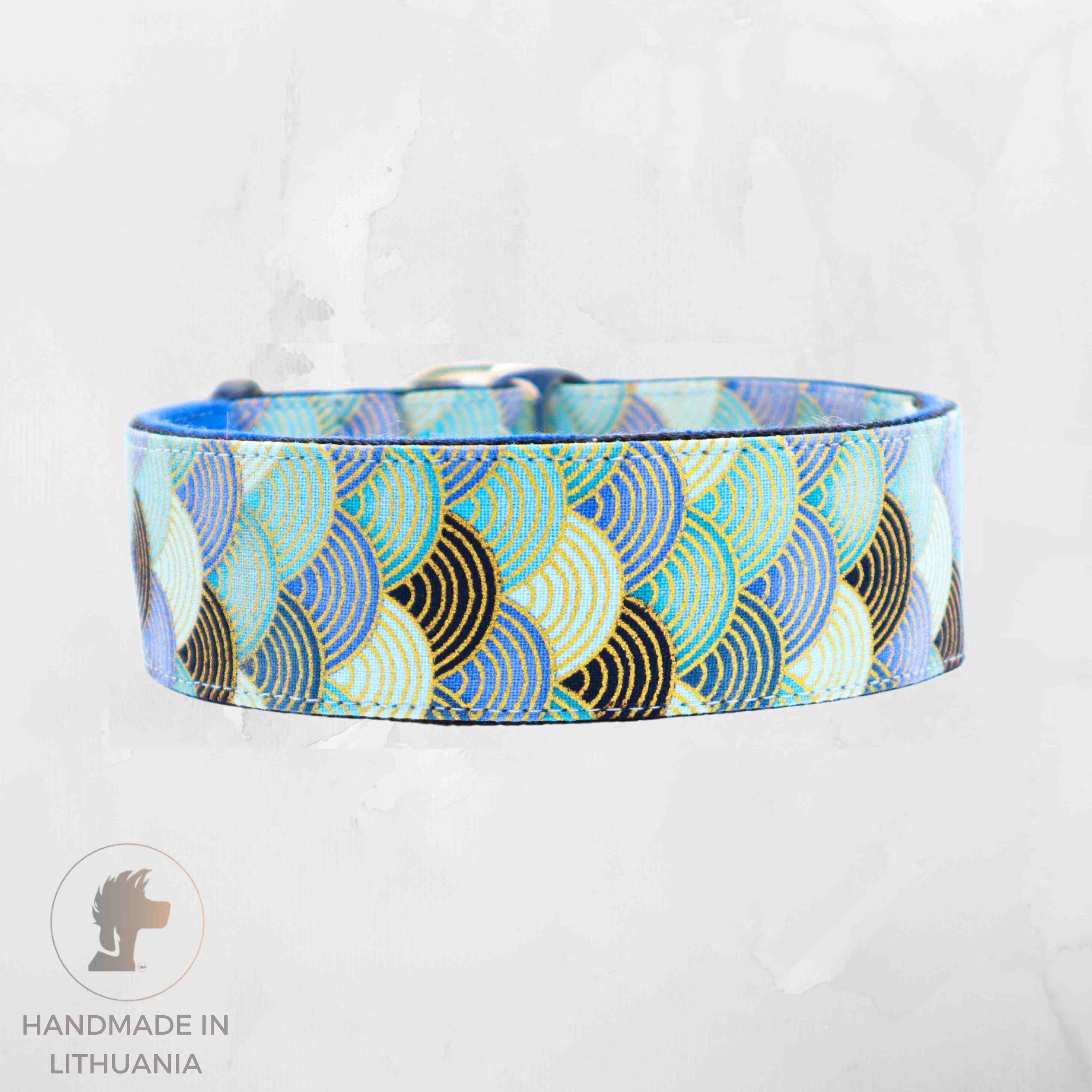 handmade wide blue dog collar distinguish me