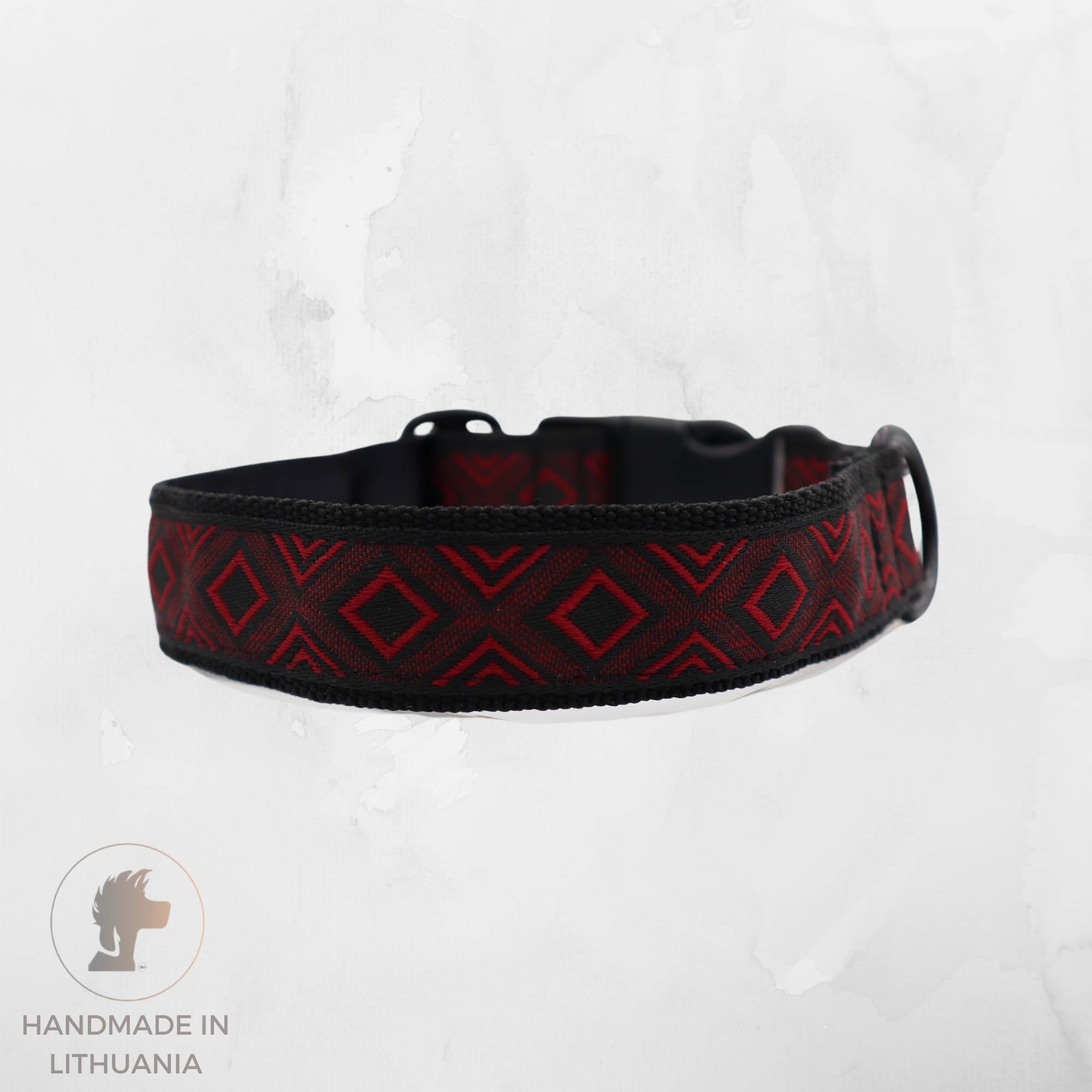Handmade Dog Collar | Midnight Red | Width: 25 mm