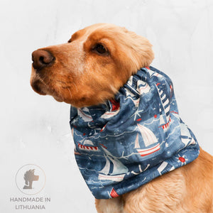 blue nautical dog snood waterproof protection distinguish me