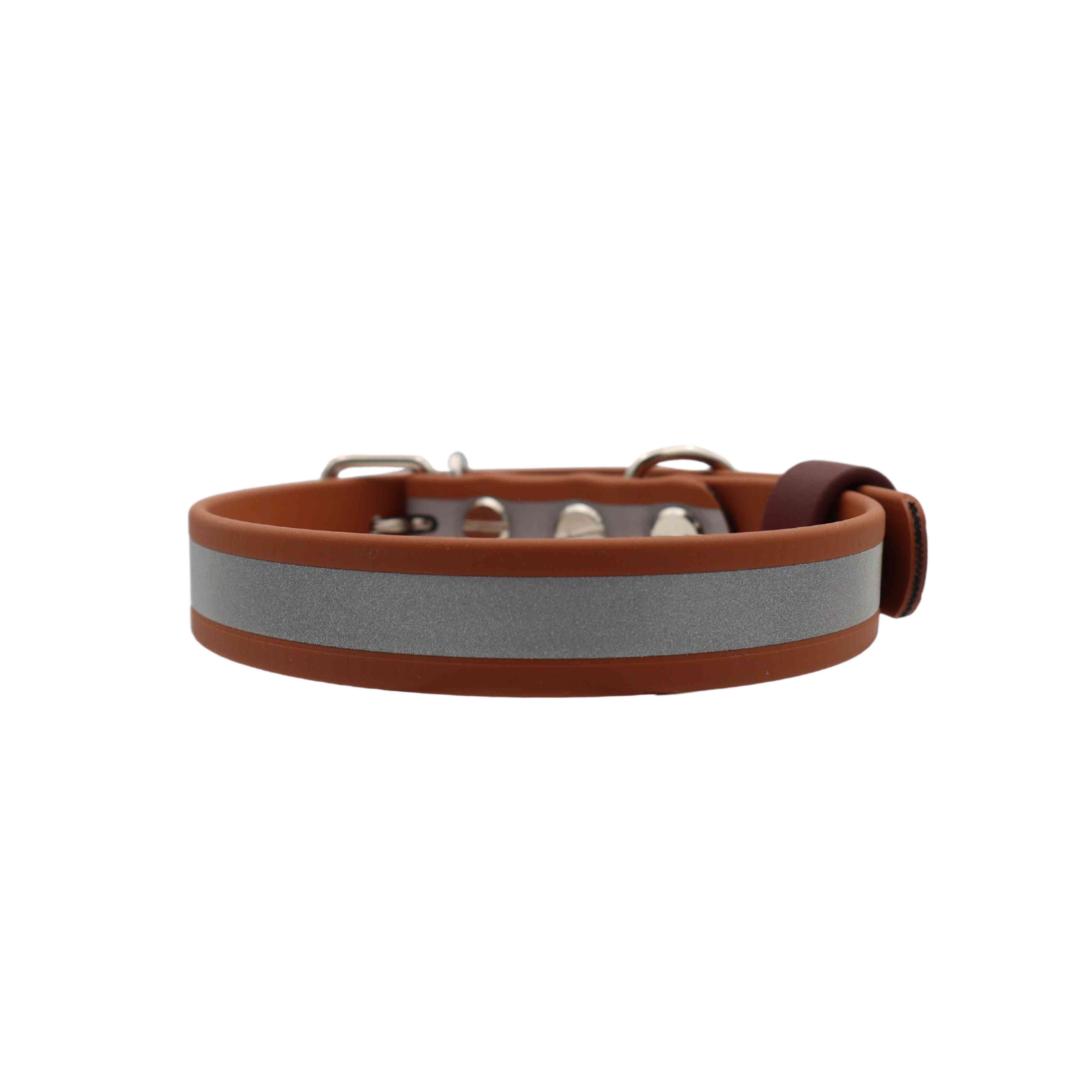 Reflective Biothane Dog Collar | Light Brown | Width: 19mm | Length 31-37cm