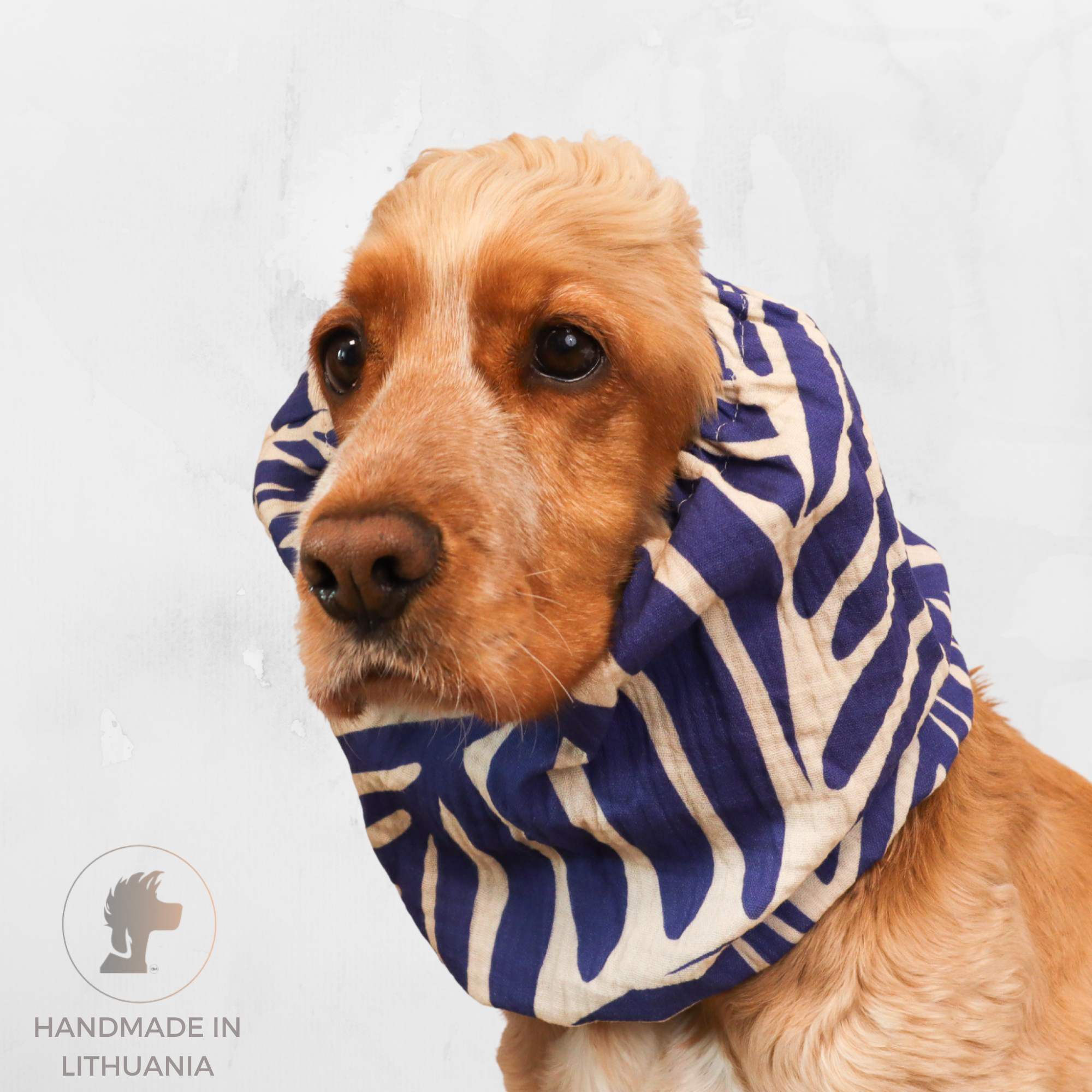muslin dog snood lightweight indigo distinguish-me