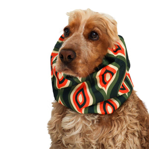 Waterproof dog snood in retro print – ear cover for English Setter, Beagle, and long-eared dogs