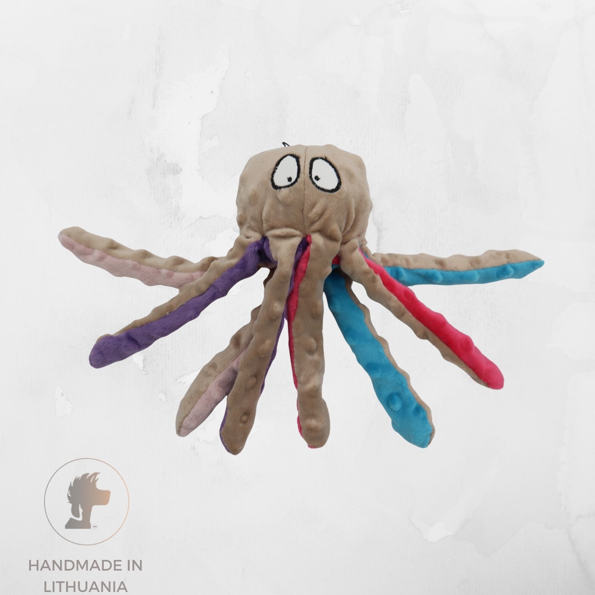 Handmade Dog Toy "Octopus" | With Internal Squeaker and Rustle | Length: 23 cm (9")