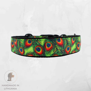 Adjustable Dog Collar with Colourful Peacock-Feathers Unique Accessory Distinguish me