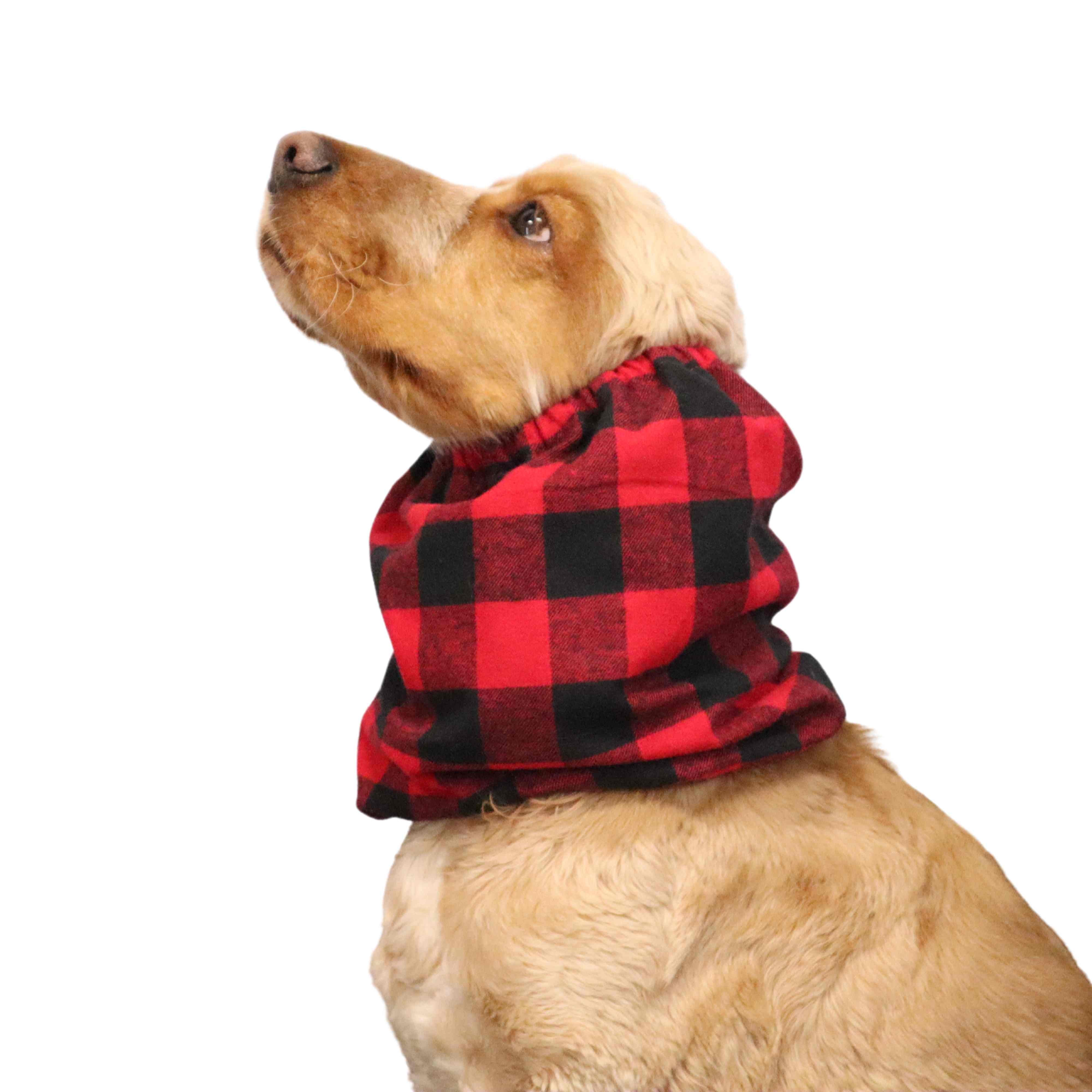 Dog With Flannel Dog Snood Red Plaid Print By Distinguish Me