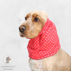 Best dog snood for summer Dots in Red Distinguish Me