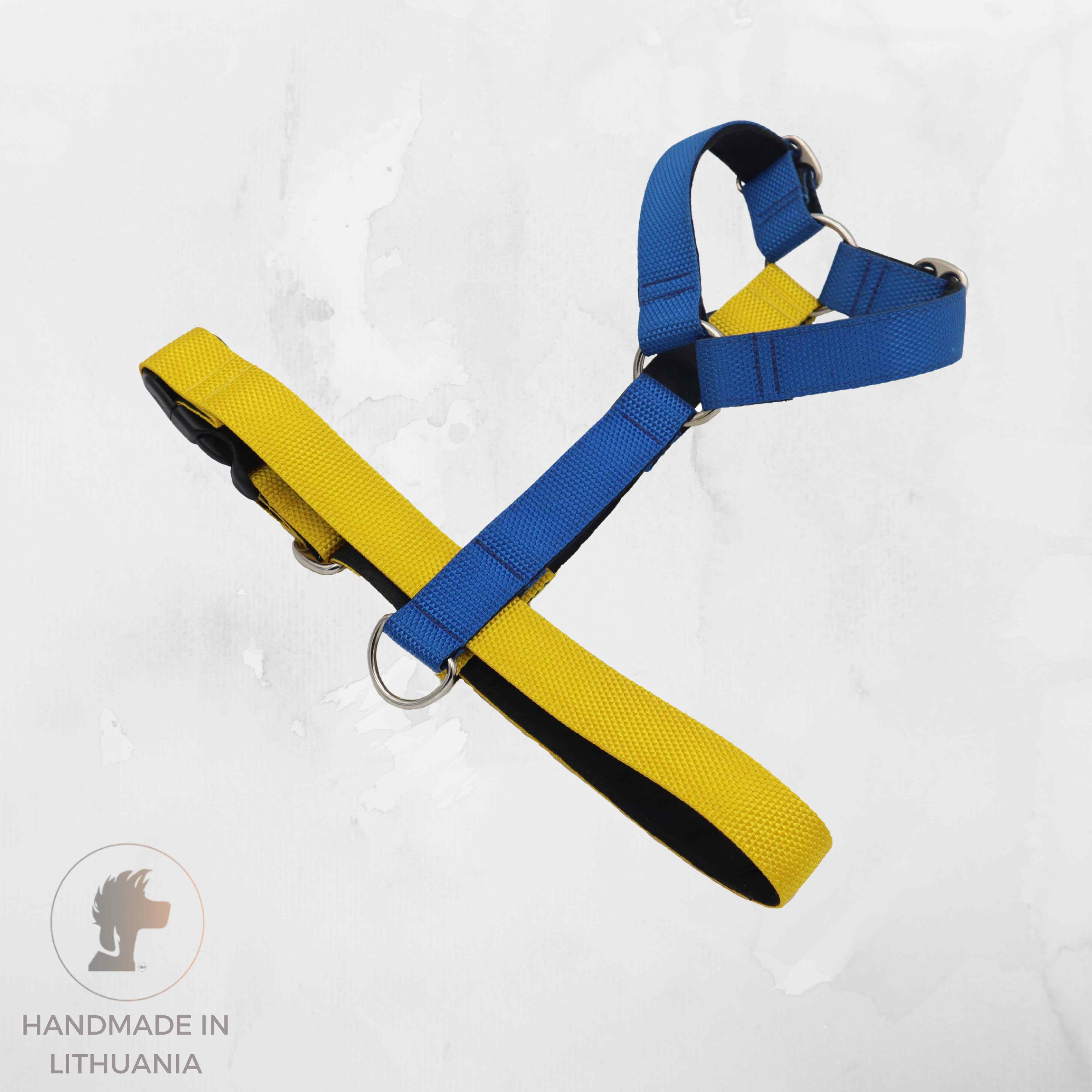 dog harnesses blue yellow by Distinguish Me