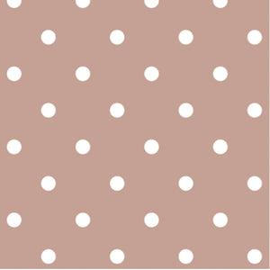 Close-up of the Blush Dots pattern with white polka dots on a soft blush pink background.