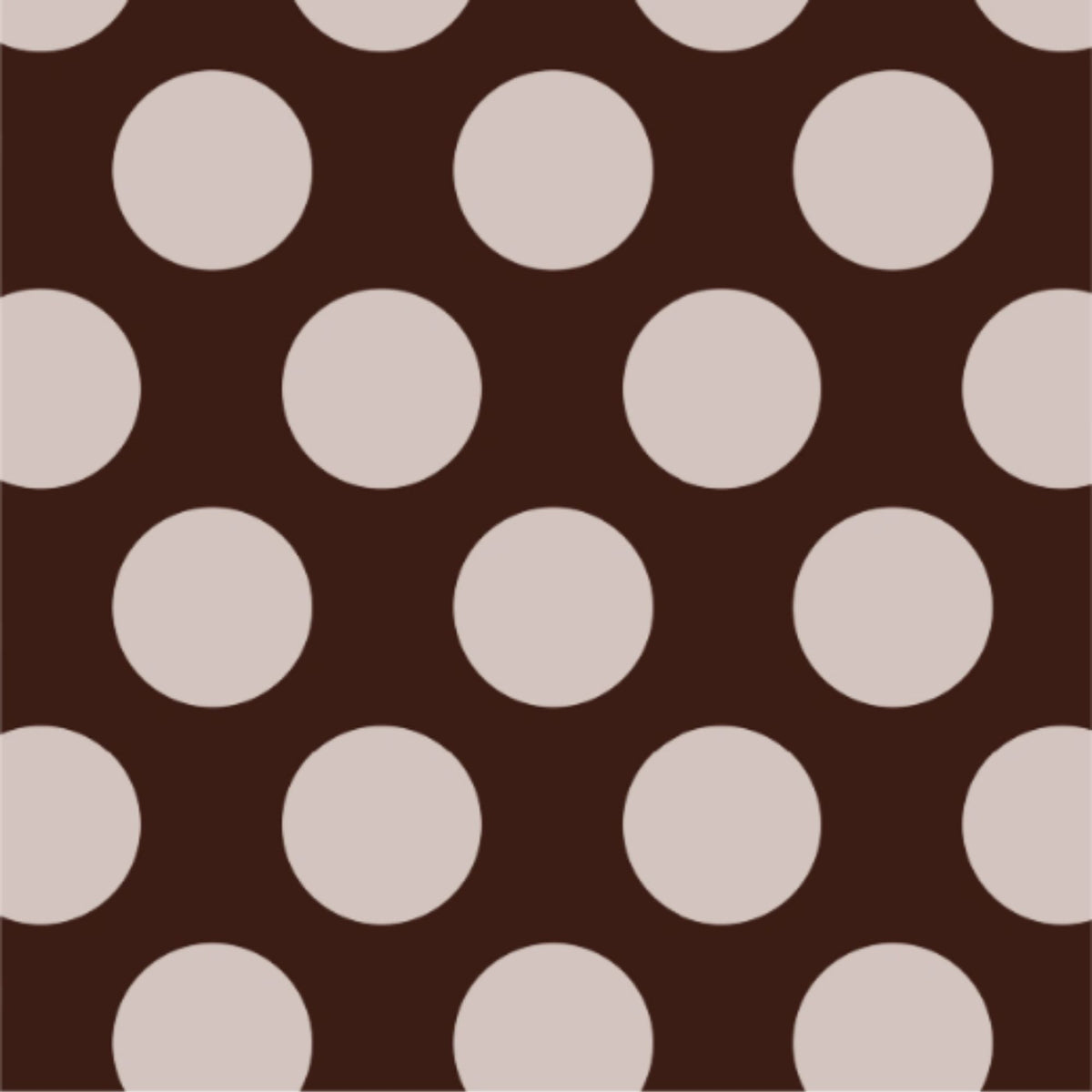 Close-up of the Chocolate Dots pattern with large beige polka dots on a dark brown background.