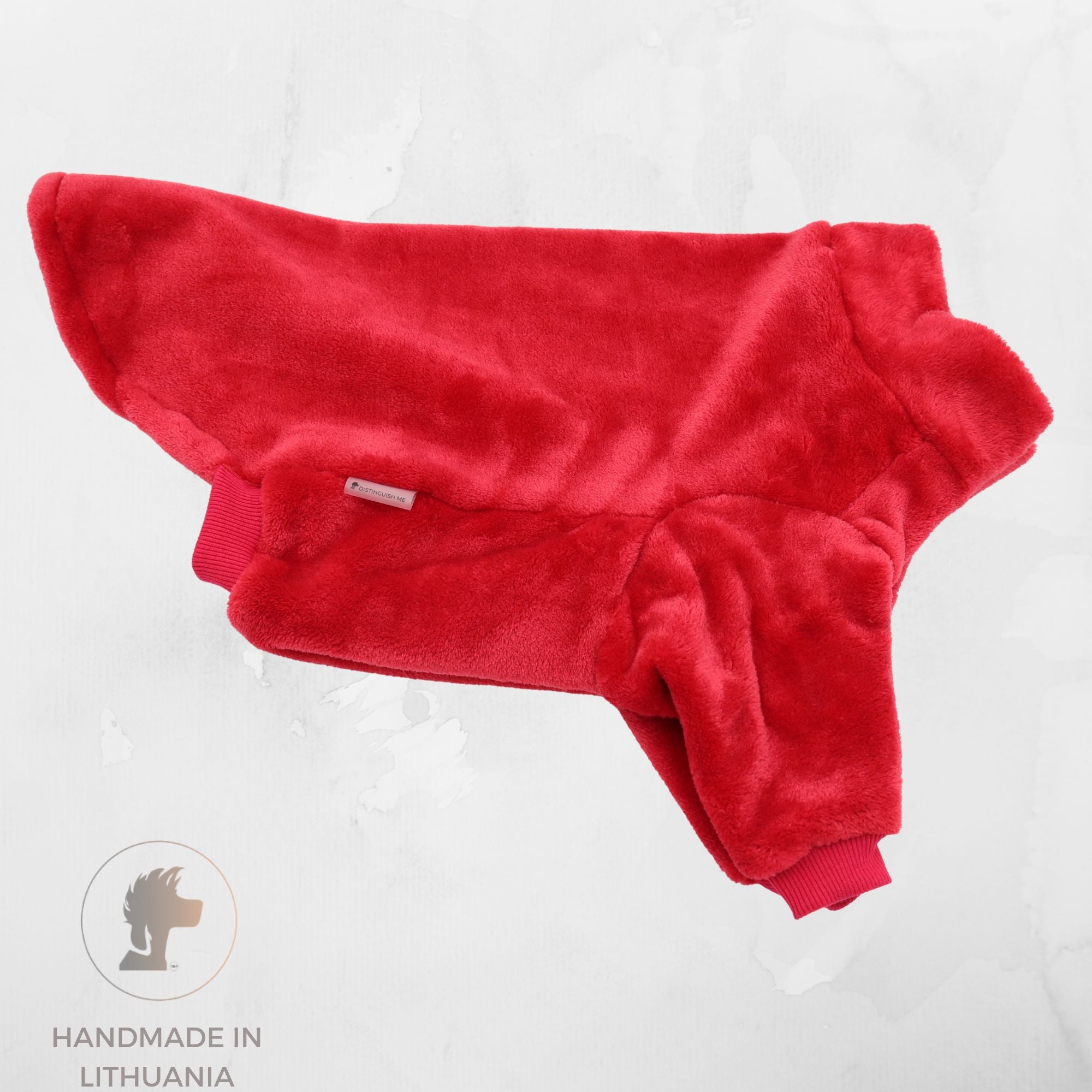 Handmade Fleece Dog Jumper | Fluffy Red