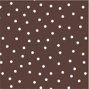 Close-up of the Espresso Dots pattern with small white polka dots on a dark brown background.