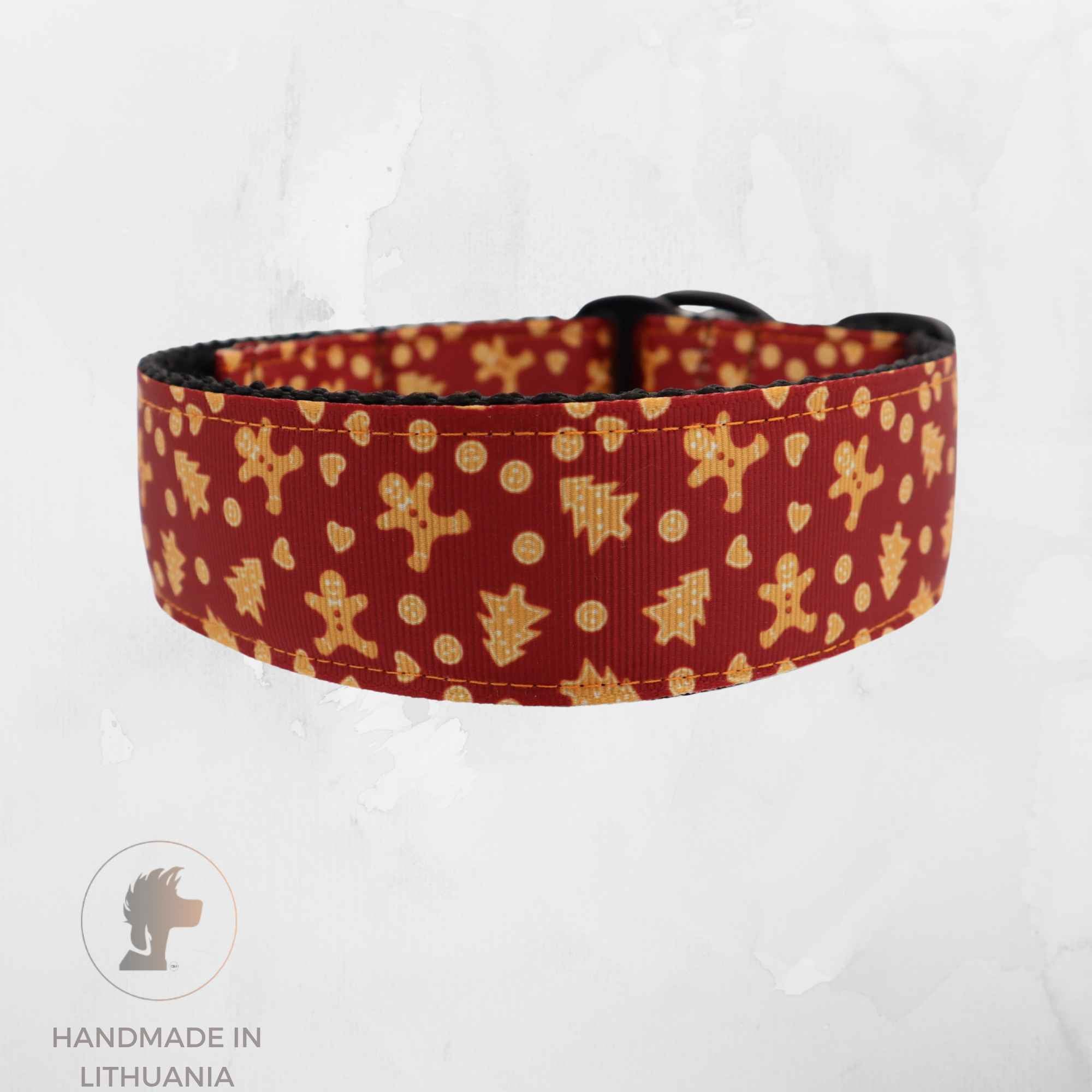 Handmade Dog Collar | Gingerbread Man | Width: 15-20-25-30-40 mm