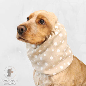 Linen Snood For Dog Beige Dots Distinguish Me