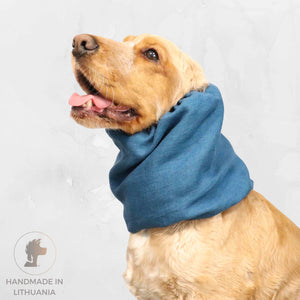 cavalier spaniel dog snood Marine Blue Linen Distinguish Me