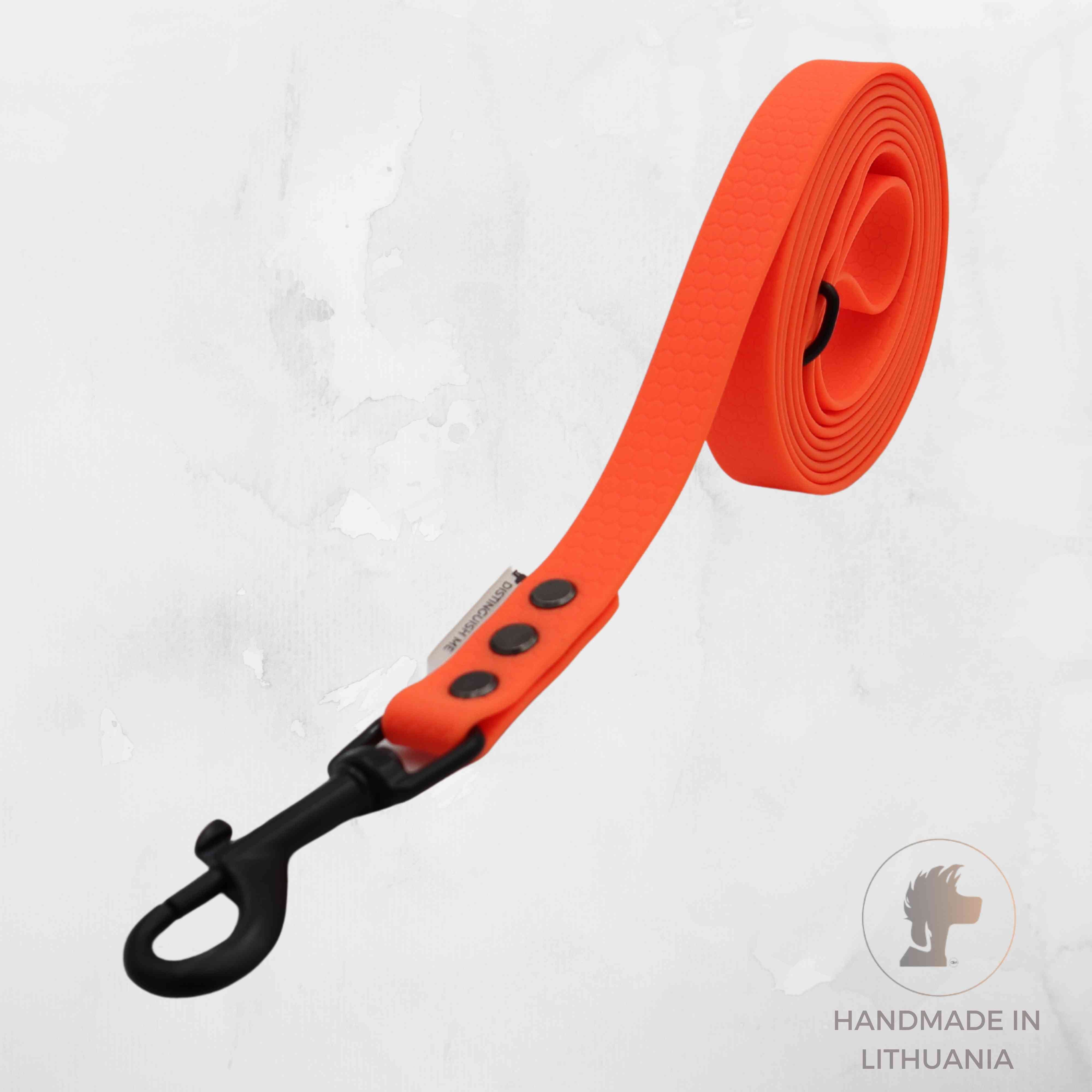 Non - Slip, Waterproof Dog Leash Hexa | Neo Orange | Width: 20 mm