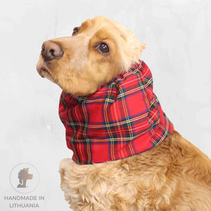 red tartan dog snood by Distinguish Me