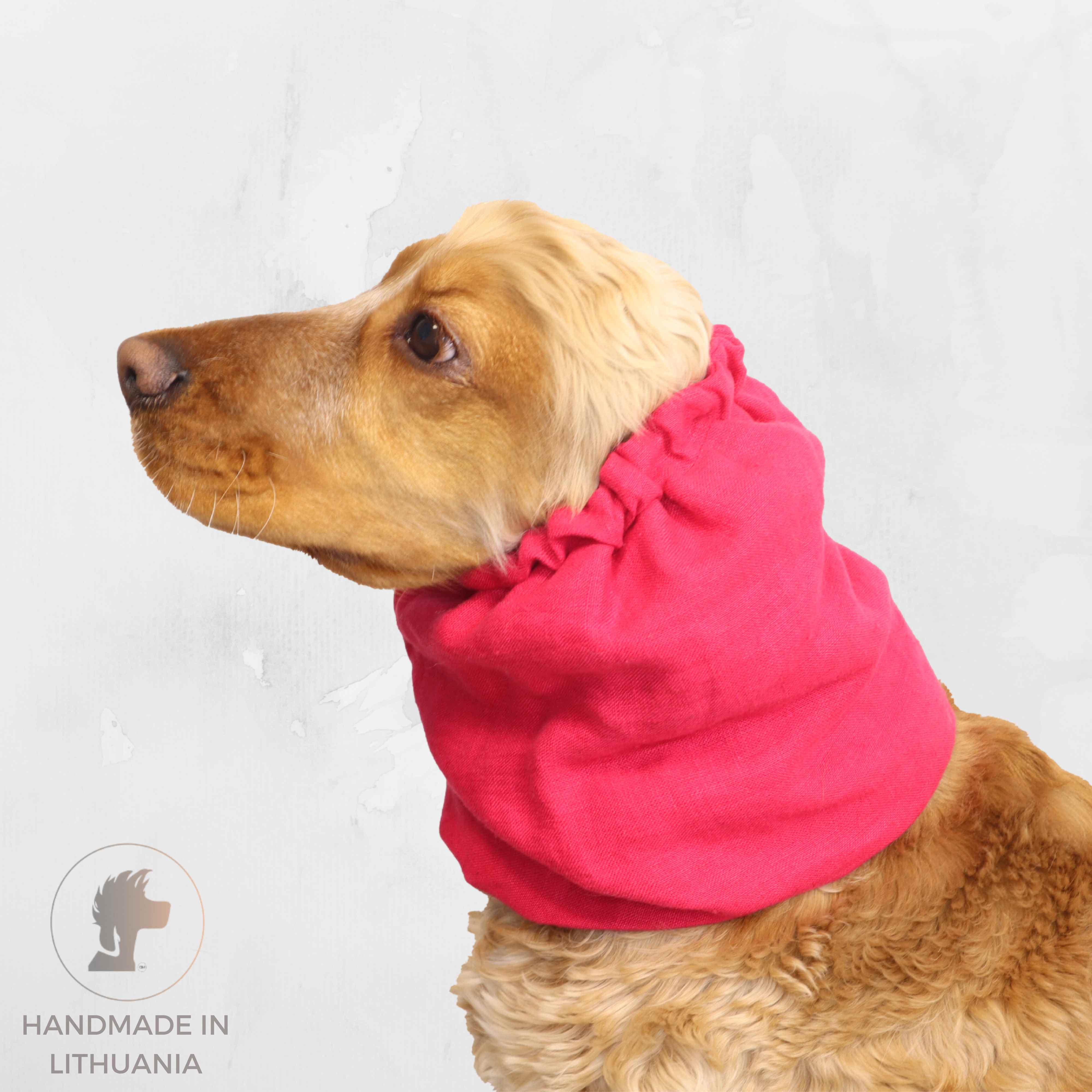 Red linen dog snood Distinguish me