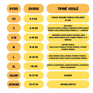 Sunu snoodu dydžių lentelė Distinguish Me