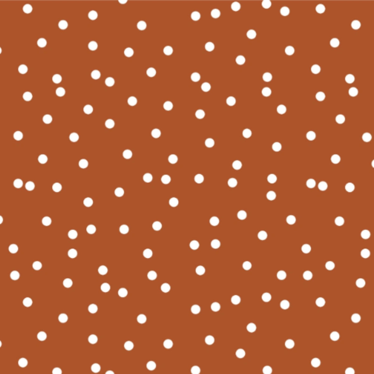 Close-up of the Terracotta Dots pattern with white polka dots on a warm terracotta background.