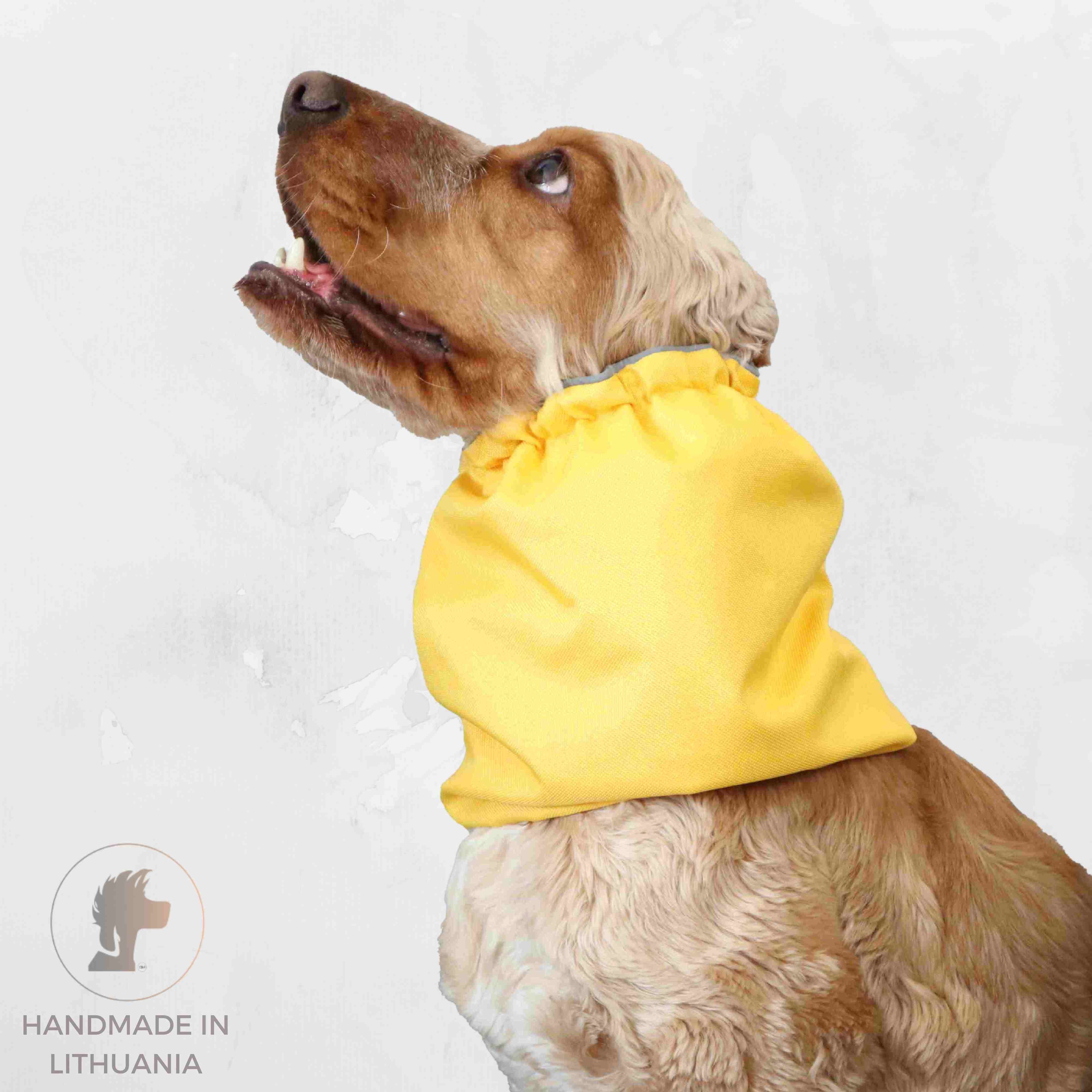 Yellow waterproof dog snood by Distinguish Me