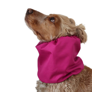 Distinguish me waterproof dog snood Dark Pink in solid hot pink fabric for long-eared dogs