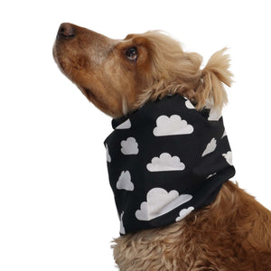 Distinguish me cotton dog snood White Clouds as a feeding snood to keep long ears clean
