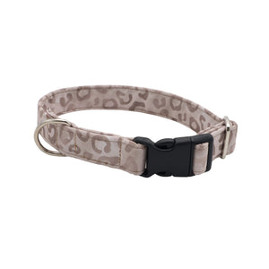 Soft fabric dog collar for dogs with subtle leopard pattern by Distinguish Me