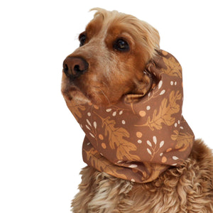 Waterproof dog snood with oak leaf print – ear protection for long-eared breeds like Cocker Spaniel, Basset Hound, and Cavalier