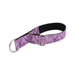 Adjustable Limited Slip dog collar with Lavender Meadow botanical print and soft padded lining