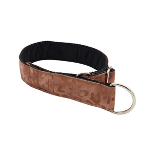 Adjustable Limited Slip dog collar with Sand Leopard animal print and soft padded lining