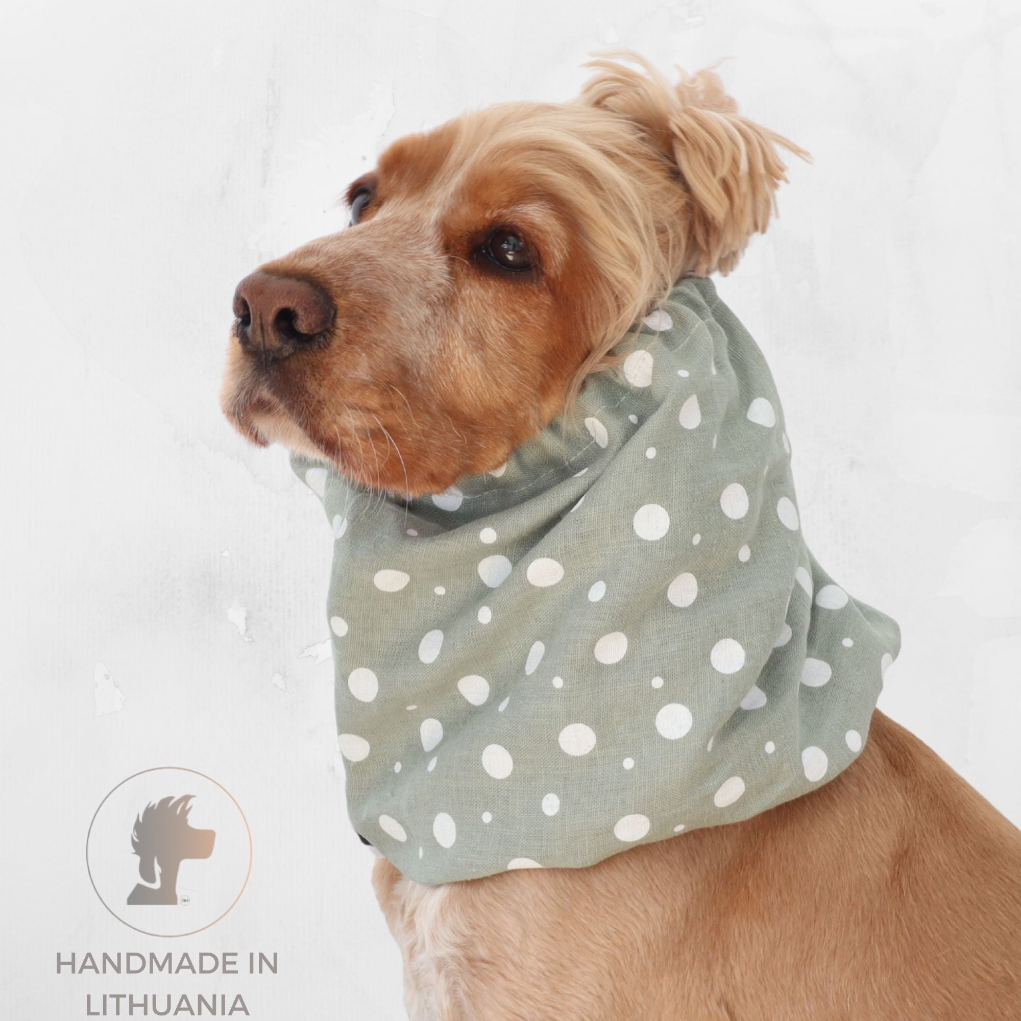 Sage green linen dog snood